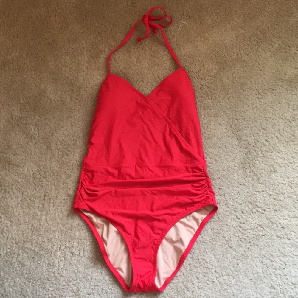 J. Crew halter wrap one-piece swimsuit - red